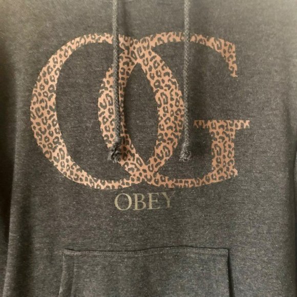 Obey Leopard “Original Gangster” Hoodie Heathered Gray - M - Picture 3 of 8